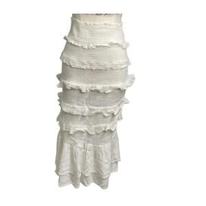 ILLA ILLA White Tiered Ruffle Maxi Skirt – Size Medium – NWOT